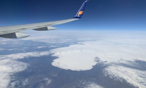Blick aus Flugzeug über Island
