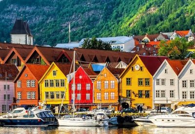 Kachelbild Norwegen Hurtigruten Bryggen