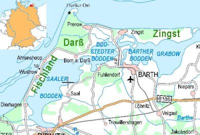 Boddenküste Darß Kraniche 2023 Landkarte